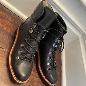 Brand-New Black Marc Fisher Lace-Up Combat Boots: 8M